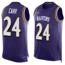Elite Men's Brandon Carr Purple Jersey - #24 Football Baltimore Ravens Player Name & Number Tank Top