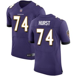 Elite Men's James Hurst Purple Home Jersey - #74 Football Baltimore Ravens Vapor Untouchable