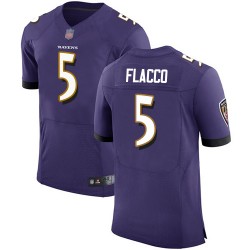 Elite Men's Joe Flacco Purple Home Jersey - #5 Football Baltimore Ravens Vapor Untouchable