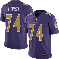 Elite Men's James Hurst Purple Jersey - #74 Football Baltimore Ravens Rush Vapor Untouchable