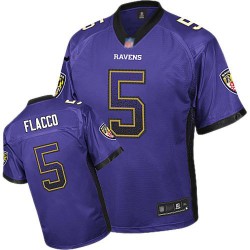 Elite Men's Joe Flacco Purple Jersey - #5 Football Baltimore Ravens Drift Fashion