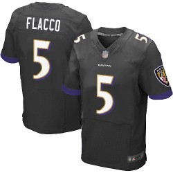 Elite Men's Joe Flacco Black Alternate Jersey - #5 Football Baltimore Ravens