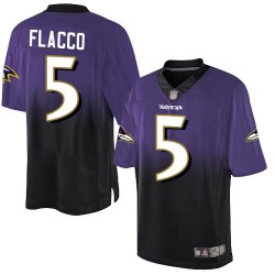 Elite Men's Joe Flacco Purple/Black Jersey - #5 Football Baltimore Ravens Fadeaway