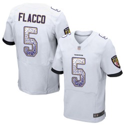Elite Men's Joe Flacco White Road Jersey - #5 Football Baltimore Ravens Drift Fashion