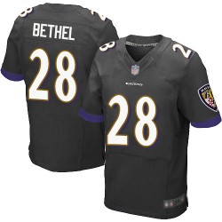 Elite Men's Justin Bethel Black Alternate Jersey - #28 Football Baltimore Ravens