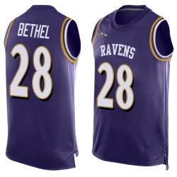 Elite Men's Justin Bethel Purple Jersey - #28 Football Baltimore Ravens Player Name & Number Tank Top