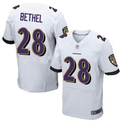 Elite Men's Justin Bethel White Road Jersey - #28 Football Baltimore Ravens