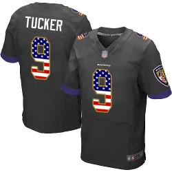 Elite Men's Justin Tucker Black Alternate Jersey - #9 Football Baltimore Ravens USA Flag Fashion