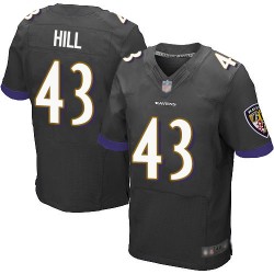 Elite Men's Justice Hill Black Alternate Jersey - #43 Football Baltimore Ravens