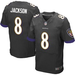 Elite Men's Lamar Jackson Black Alternate Jersey - #8 Football Baltimore Ravens