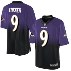 Elite Men's Justin Tucker Purple/Black Jersey - #9 Football Baltimore Ravens Fadeaway