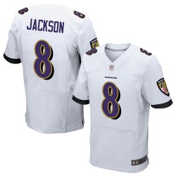 Elite Men's Lamar Jackson White Road Jersey - #8 Football Baltimore Ravens