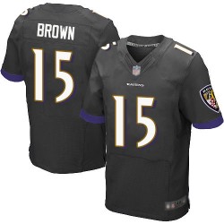 Elite Men's Marquise Brown Black Alternate Jersey - #15 Football Baltimore Ravens