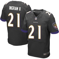 Elite Men's Mark Ingram II Black Alternate Jersey - #21 Football Baltimore Ravens