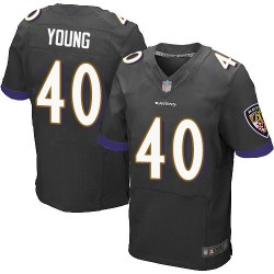 Elite Men's Kenny Young Black Alternate Jersey - #40 Football Baltimore Ravens
