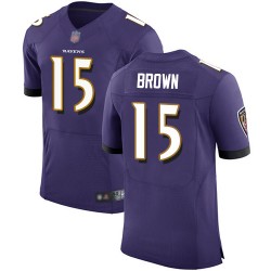 Elite Men's Marquise Brown Purple Home Jersey - #15 Football Baltimore Ravens Vapor Untouchable