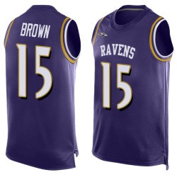 Elite Men's Marquise Brown Purple Jersey - #15 Football Baltimore Ravens Player Name & Number Tank Top
