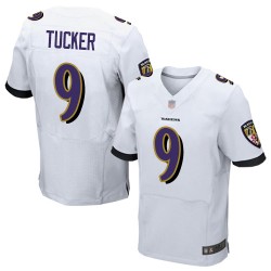 Elite Men's Justin Tucker White Road Jersey - #9 Football Baltimore Ravens
