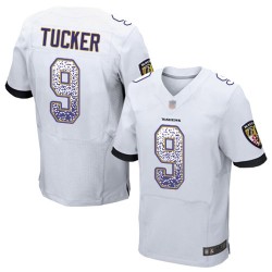 Elite Men's Justin Tucker White Road Jersey - #9 Football Baltimore Ravens Drift Fashion