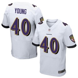 Elite Men's Kenny Young White Road Jersey - #40 Football Baltimore Ravens