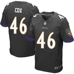 Elite Men's Morgan Cox Black Alternate Jersey - #46 Football Baltimore Ravens