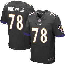Elite Men's Orlando Brown Jr. Black Alternate Jersey - #78 Football Baltimore Ravens