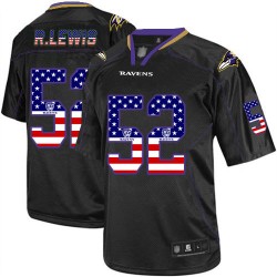 Elite Men's Ray Lewis Black Jersey - #52 Football Baltimore Ravens USA Flag Fashion