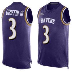 Elite Men's Robert Griffin III Purple Jersey - #3 Football Baltimore Ravens Player Name & Number Tank Top