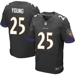 Elite Men's Tavon Young Black Alternate Jersey - #25 Football Baltimore Ravens