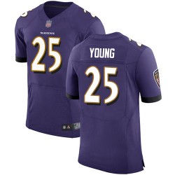 Elite Men's Tavon Young Purple Home Jersey - #25 Football Baltimore Ravens Vapor Untouchable